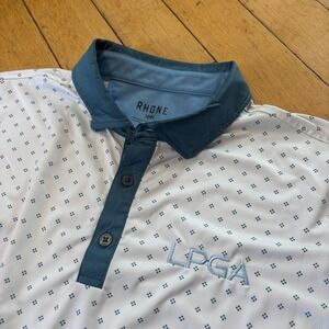 Rhone LPGA Performance Golf Polo Mens Large White Diamond Print